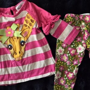 Rare Editions Pink and Yellow Giraffe Top
